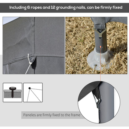 Outsunny 4M Canopy Rentals, Netting Party Tent Patio Canopy Outdoor Event Shelter for Activities, Shade Resistant, Grey