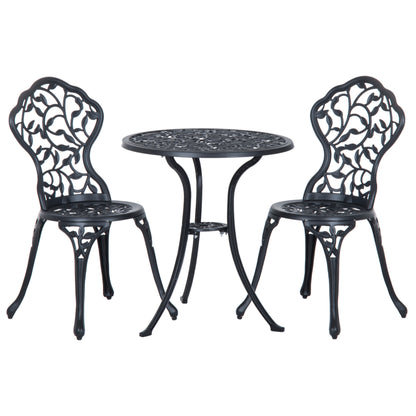 Outsunny 3 Piece Cast Aluminium Bistro Set Garden Furniture Dining Table Chairs Antique Outdoor Seat Patio Seater