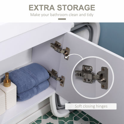 Kleankin Bathroom Vanity Unit with Basin, Wall Mounted Bathroom Wash Stand with Sink, Tap Hole and Storage Cabinet, White