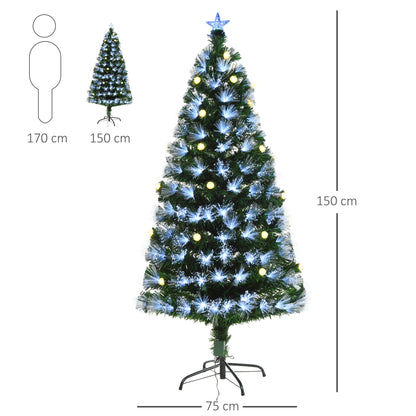 5ft White Light Artificial Christmas Tree With 180 LEDs Star Topper Tri-Base Full Bodied Seasonal Decoration Pre-Lit Home