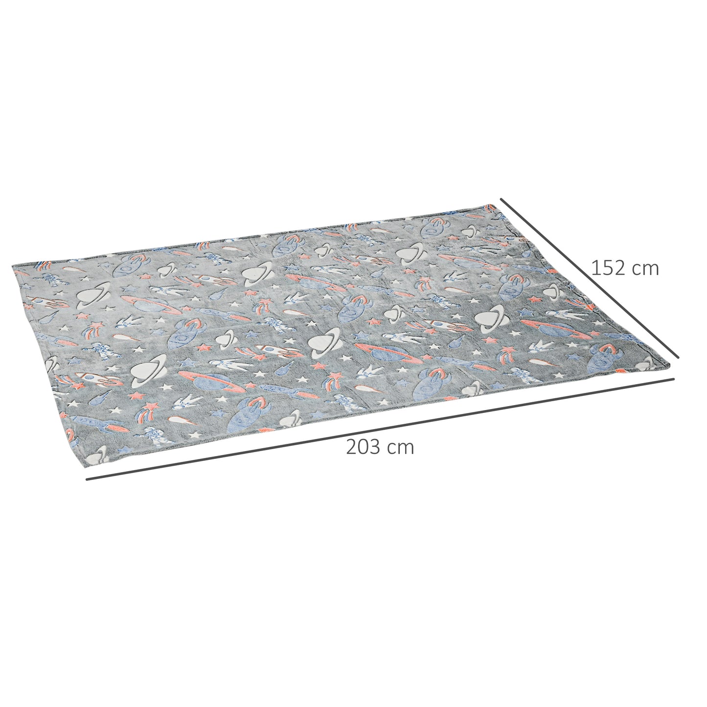 Glow in The Dark Flannel Fleece Throw Blanket, Fluffy Warm Throw Blanket, Kids Galaxy Stars Luminous Blanket, 203x153cm, Grey