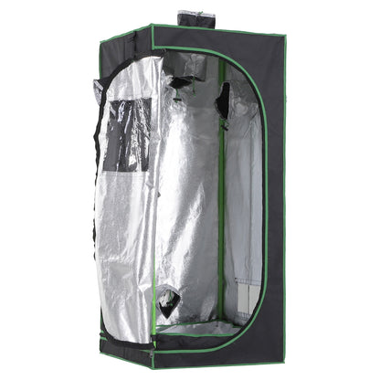 Outsunny Hydroponic Plant Grow Tent  W/ Window Tool Bag, 60L x 60W x 140Hcm-Black/Green