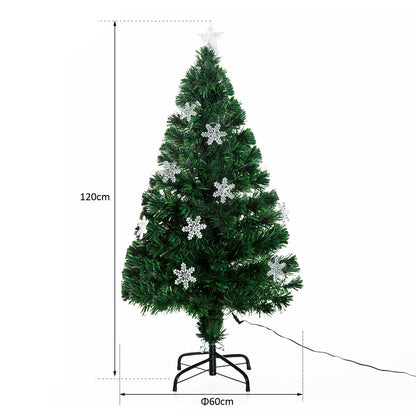 4ft Prelit Christmas Tree Artificial Tree 120cm With Show Flakes Lights, Green