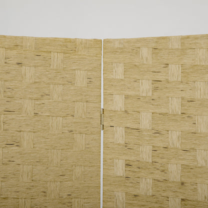 4-Panel Room Dividers, Wave Fibre Freestanding Folding Privacy Screen Panels, Partition Wall Divider for Indoor Bedroom Office, 170 cm, Brown