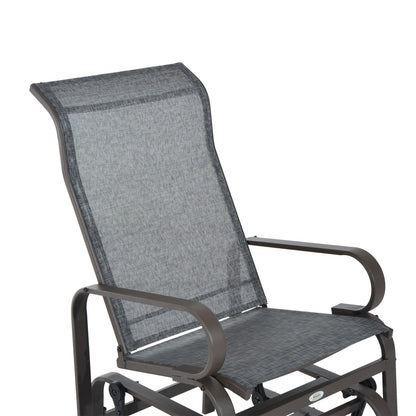 Outdoor Gliding Rocking Chair with Sturdy Metal Frame Garden Comfortable Swing Chair for Patio, Backyard and Poolside, Grey