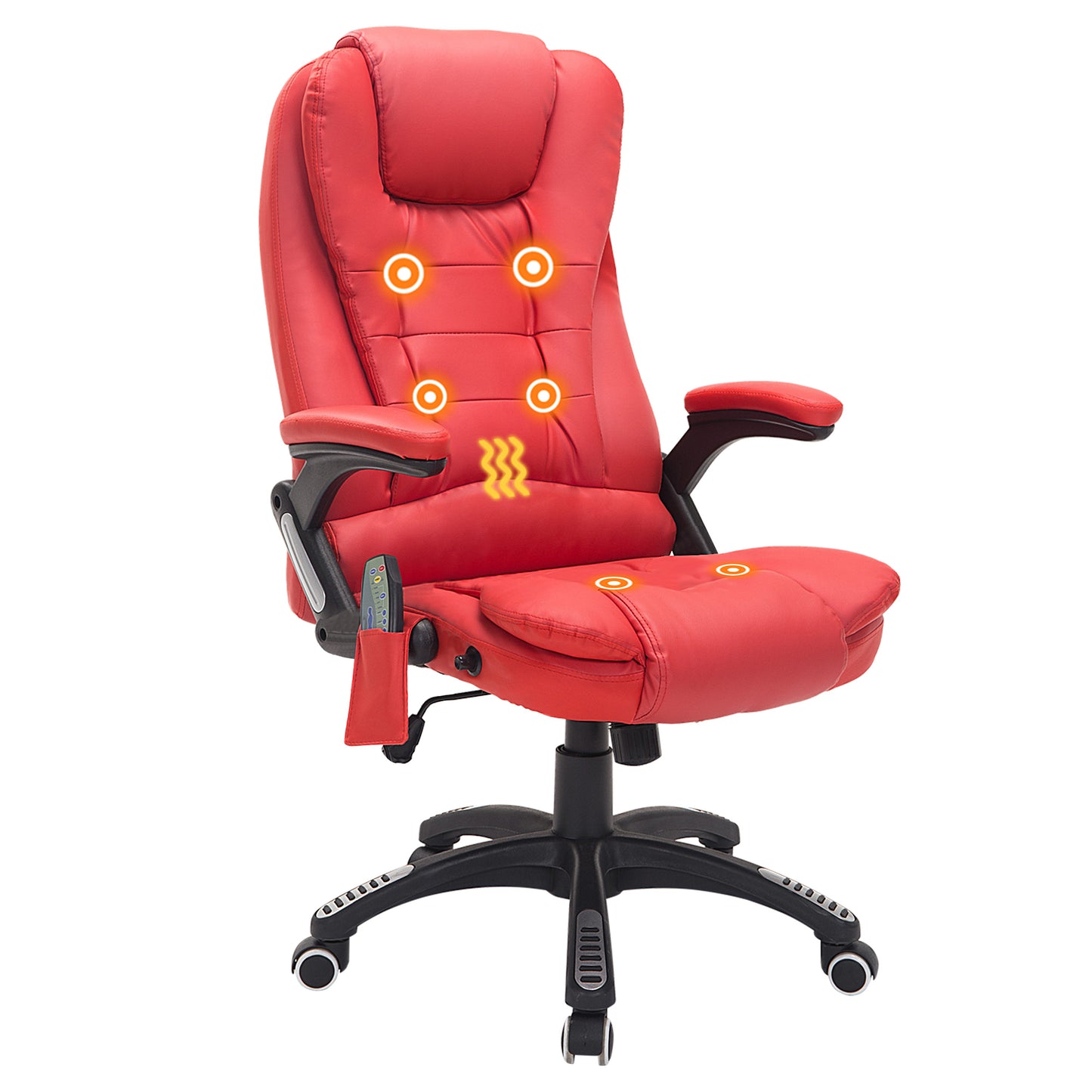 Heated Vibrating Massage Office Chair With Reclining Function, Red