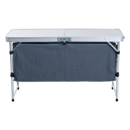 Outsunny Adjustable Aluminum Picnic Table-Pebbles White