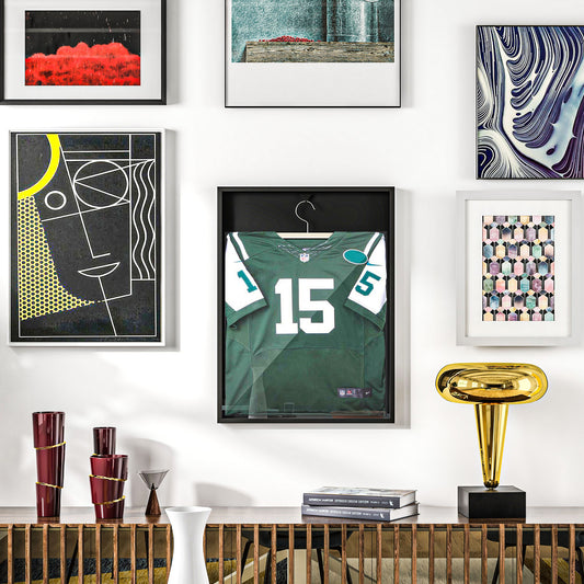 Football Shirt Acrylic Jersey Frame Display W/ UV Protection, Aluminium Sports Shadow Box for Basketball Football Baseball, 60 x 80 cm, Black