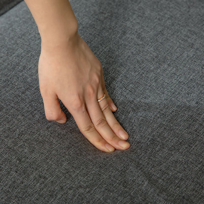 3 Seater Sofas for Living Room, Fabric Couch with Nailhead Trim, Rolled Arms and Cushions, Grey