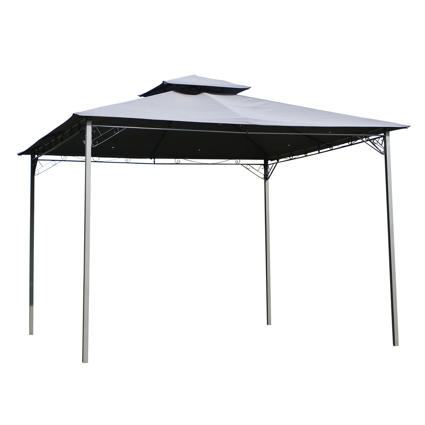 Outsunny 2-Tier Roof Gazebo, 300Lx300Wx264H cm, Steel Frame-Black / Grey