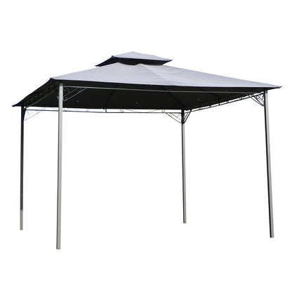 Outsunny 2-Tier Roof Gazebo, 300Lx300Wx264H cm, Steel Frame-Black / Grey