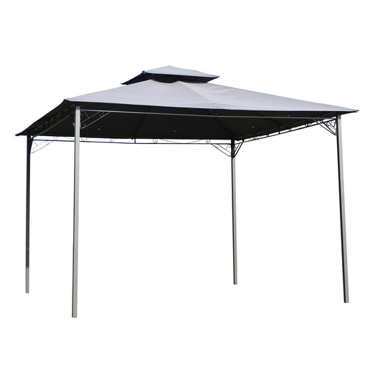 Outsunny 2-Tier Roof Gazebo, 300Lx300Wx264H cm, Steel Frame-Black / Grey