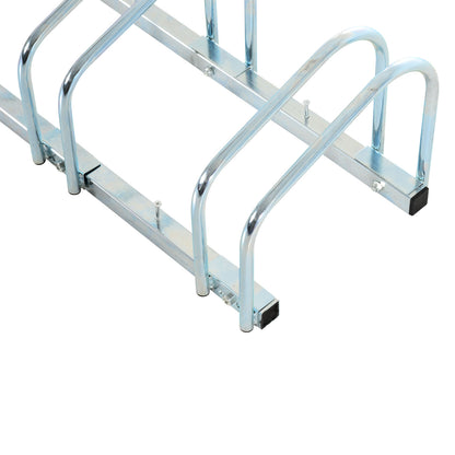 4-Bike Floor Cycle Stand Storage Organiser Rack Silver