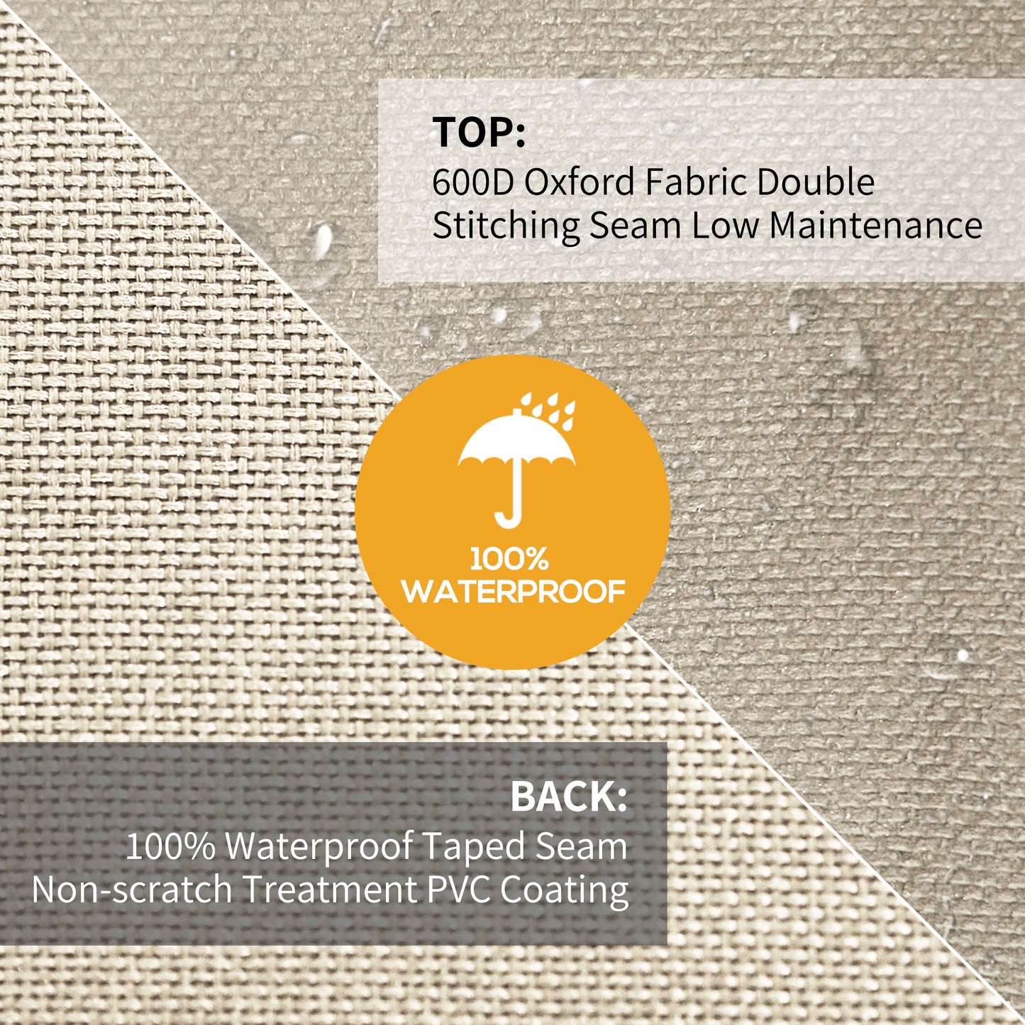 Outsunny Large Patio Set Cover Outdoor Garden Furniture Cover 3 Seat Rattan Chair Protector 600D Oxford Cloth Waterproof, 152 x 87 x 58-79 cm