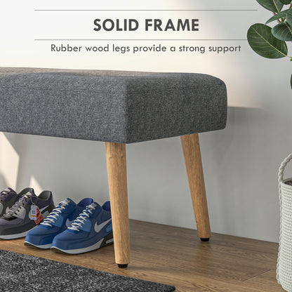 Retro Style Multifunctional Bed End Bench Tufted Upholstered Shoe Bench Ottoman Footstool Linen Fabric for Entryway Living Room Grey