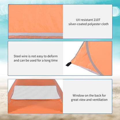 Outsunny Pop-up Portable Beach Tent Hiking UV Protection Patio Sun Shade Shelter Tent of 2 Person-Orange