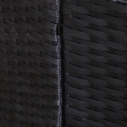 Outsunny 6-Seater Rattan Garden Furniture Cushioned Wicker Round Sofa Bed with Coffee Table  Patio Conversation Furniture Set - Black