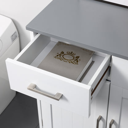 Kleankin Freestanding Bathroom Cabinet, Storage Cupboard with 2 Drawers, Double Doors, Adjustable Shelf, White