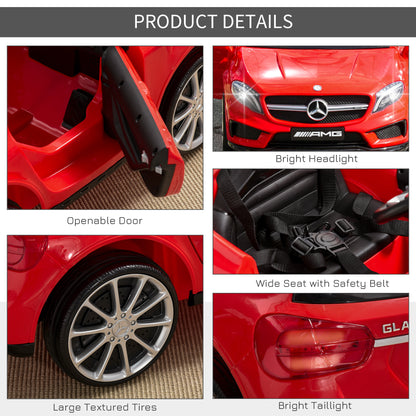 6V Kids Ride On Car Mercedes Benz GLA Licensed Toy toddler with Music Remote Control Rechargeable Headlight Two Speed Red
