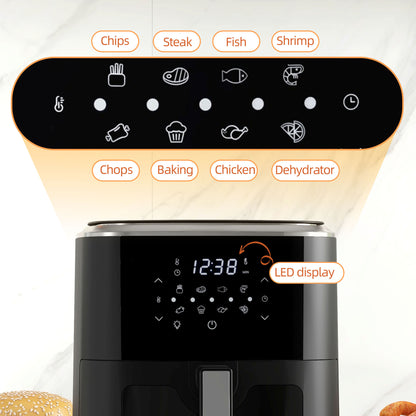 6.7L 4 in 1 Air Fryer, Bake, Roast and Dehydrator with Digital Display, Rapid Air Circulation, Adjustable Temperature, Timer
