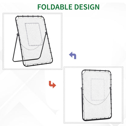 Foldable Football Rebounder Net, Football Goal Training Aid Soccer Kickback Target Zone Goal Play Adjustable Angles for  Kids & Adult Black