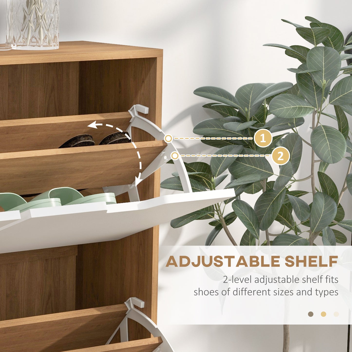 Shoe Storage Cabinet, 4 Flip Drawers, Shoe Organizer for 16 Pairs of Shoes, Natural