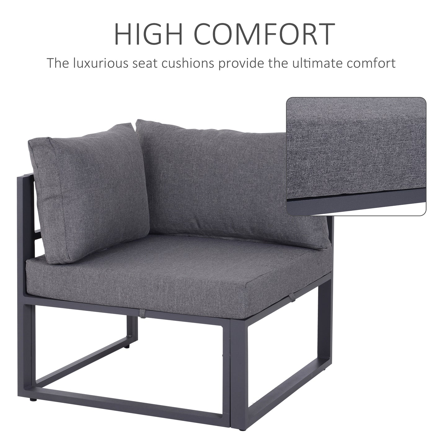 Outsunny 6 Piece Outdoor Sectional Sofa Set Conversation Aluminium Frame w/ Cushion