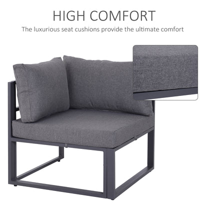 Outsunny 6 Piece Outdoor Sectional Sofa Set Conversation Aluminium Frame w/ Cushion