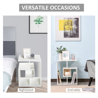 Side Table, 3 Tier End Table with Open Storage Shelves, Living Room Coffee Table Organiser Unit, White