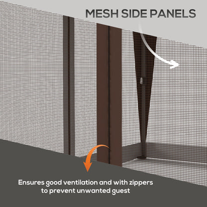 Outsunny 3 x 3(m) Pop Up Gazebo With Mosquito Netting 1 Person Easy Up Marquee Party Tent 1-Button Push Double Roof Instant Shelter - Khaki