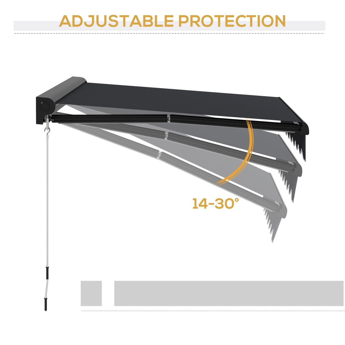 2.5 x 2m Electric Awning with LED Light, Aluminium Frame Retractable Awning Sun Canopies for Patio Door Window By Outsunny