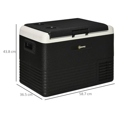 Outsunny 40L Car Refrigerator, Portable Compressor Car Fridge Freezer, Electric Cooler Box with 12/24V DC and 110-240V AC, Down to -20℃