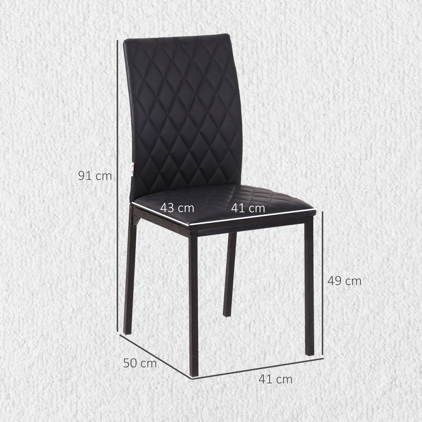 Modern Dining Chairs Upholstered Faux Leather Accent Chairs with Metal Legs for Kitchen, Set of 4, Black