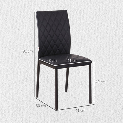 Modern Dining Chairs Upholstered Faux Leather Accent Chairs with Metal Legs for Kitchen, Set of 4, Black