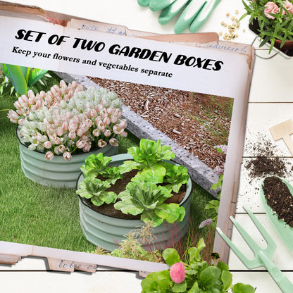 Outsunny Set of 2 Raised Garden Bed, Metal Planter Box with Safety Edging, Easy-to-assemble Stock Tank