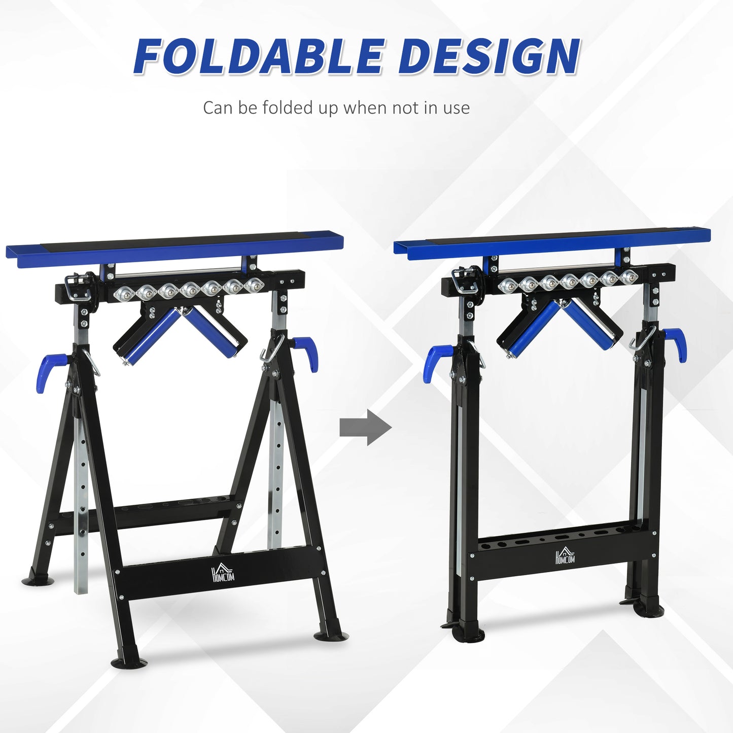 Multi-Function 4 in 1 Workbench Work Table, Ball Support Stand and Roller Trestle, Height Adjustable, Steel Frame