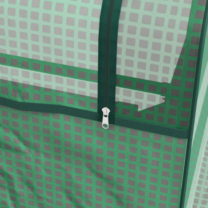 Outsunny Metal Planter Box with Cover, Raised Garden Bed with Greenhouse, for Herbs and Vegetables, Green and Dark Grey