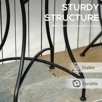 Outsunny Mosaic Side Table, 60cm Round Bistro Coffee Table, Plant Stand for Indoor, Outdoor, Garden, Patio, Balcony, Grey