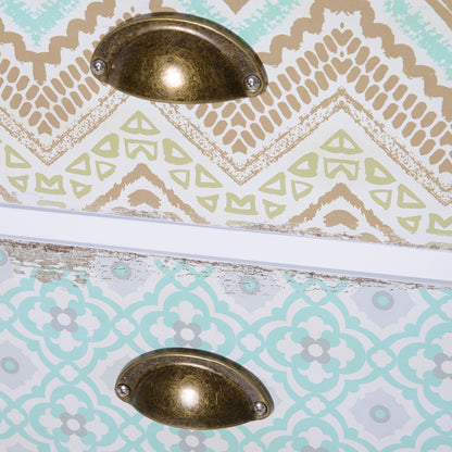 Retro Style Effect Storage Drawer Chest Unit, 46Wx34Dx94H cm-White