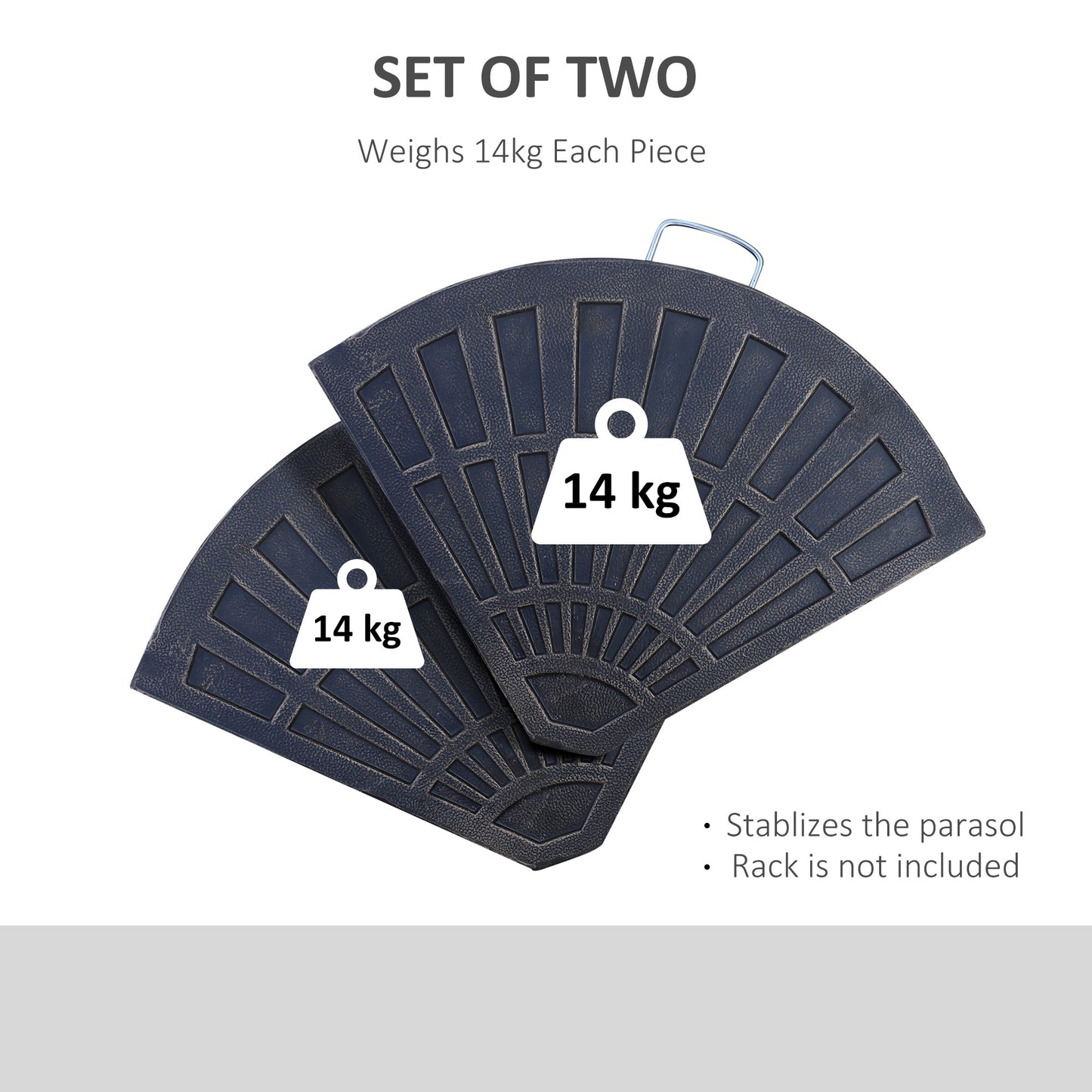 Outsunny 2 PieceFlabelliform Parasol Base Resin Umbrella Stand Weights for Cantilever Parasol with Handles, Bronze