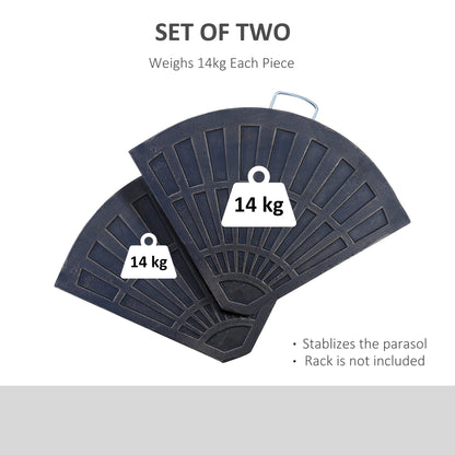 Outsunny 2 PieceFlabelliform Parasol Base Resin Umbrella Stand Weights for Cantilever Parasol with Handles, Bronze