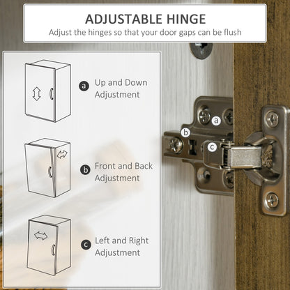 Kitchen Sideboard, Glass Door Storage Cabinet, Accent Cupboard with Adjustable Shelf for Dining Room, Living Room, Distressed White