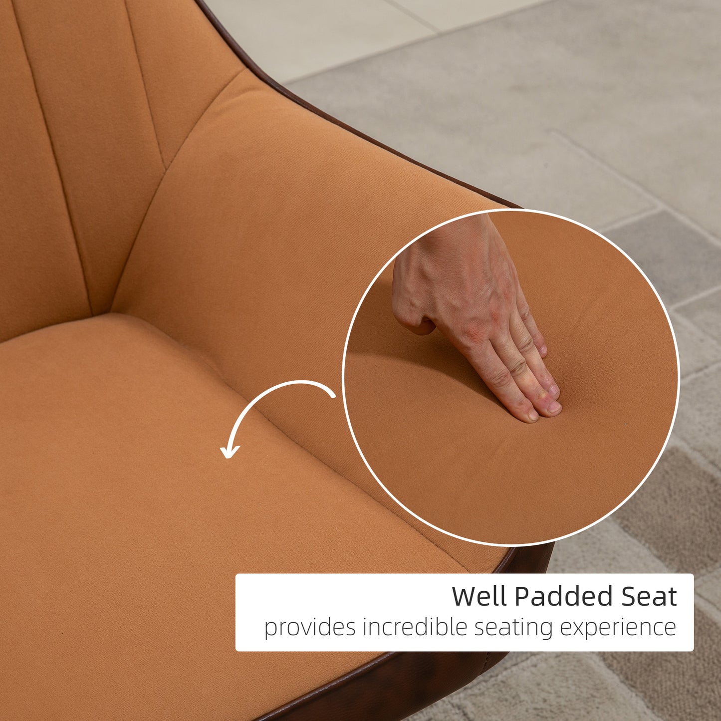 Retro Style Velvet Armchairs, Upholstered Accent Chairs with Golden Steel Legs, Modern Vanity Chairs For Living Room, Bedroom, Set of 2, Light Brown