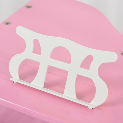 Modern Kids Piano 30 Keys Set of 2 Mini Toy for Child Grand Piano with Music Stand and Bench, Best Gifts Pink