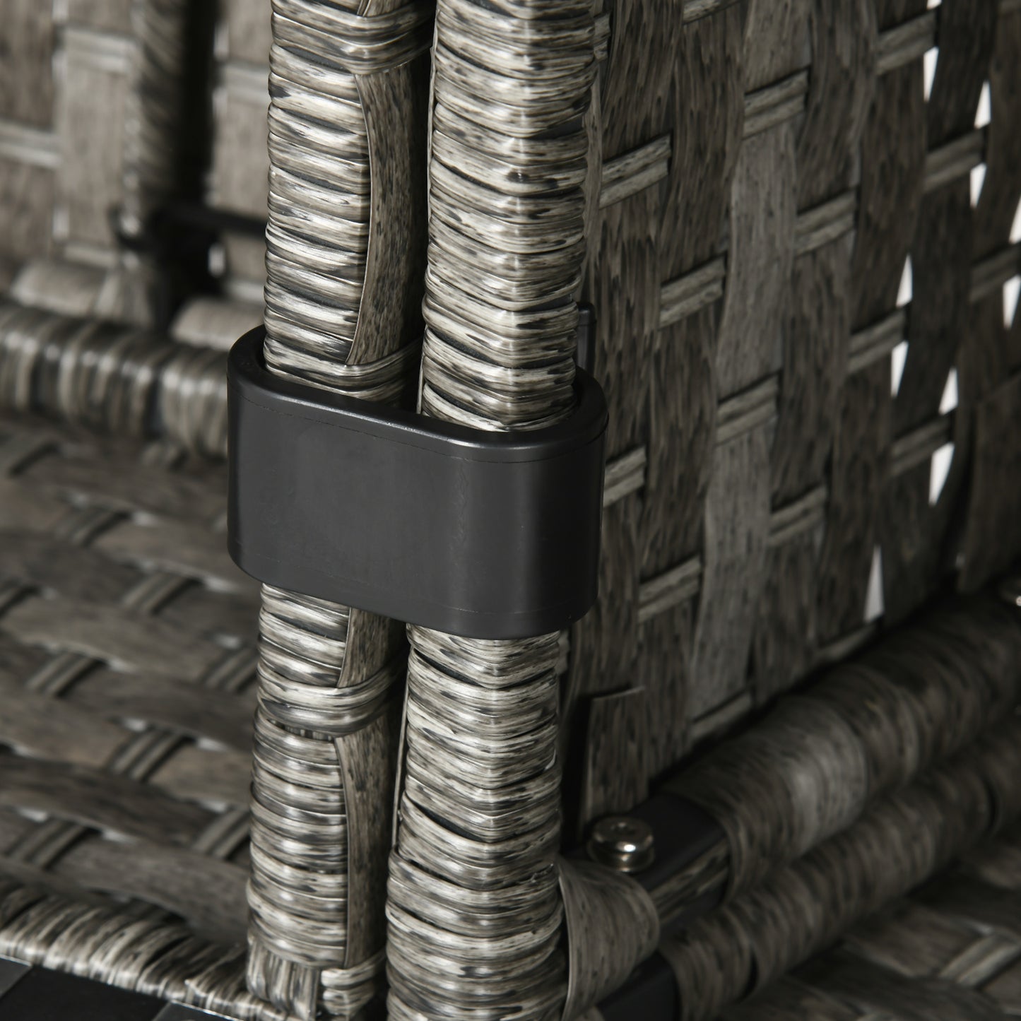 Outsunny 9-Seater PE Rattan Garden Furniture Set, 50,000 BTU Gas Fire Pit Table, Double Corner Sofa, 3 Footstools, Grey