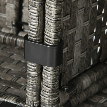 Outsunny 9-Seater PE Rattan Garden Furniture Set, 50,000 BTU Gas Fire Pit Table, Double Corner Sofa, 3 Footstools, Grey