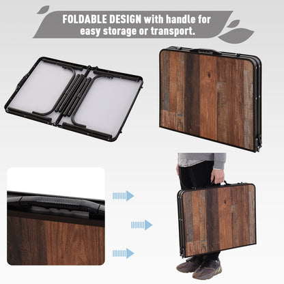 Outsunny 3ft Height Adjustable MDF Folding Foldable Camping Table