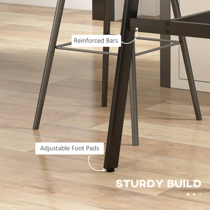 Rectangular Bar Table w/ Sturdy Metal Frame, Contemporary Design High Top Kitchen Table w/ Faux Marble Top, Easy Assembly Pub Table for 4