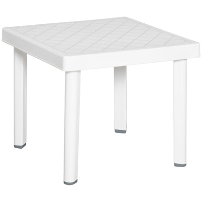 Outsunny Garden Side Table Outdoor Square Coffee End Table for Drink Snack, White