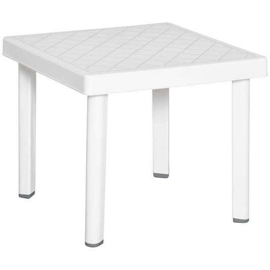 Outsunny Garden Side Table Outdoor Square Coffee End Table for Drink Snack, White
